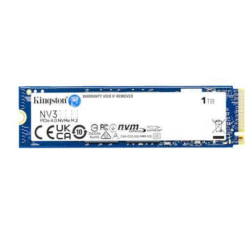 Kingston NV3 1TB M.2 2280 NVMe SSD | PCIe 4.0 Gen 4x4 | Up to 6000 MB/s | SNV3S/1000G