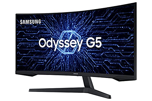 Monitor Gamer Curvo Samsung Odyssey 34’’, Ultra WQHD, 165Hz, 1ms, tela ultrawide, HDMI, Display Port, Freesync Premium, preto, série G5