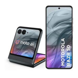 Smartphone Motorola Razr 50 5G 512GB 24GB Ram Boost Tela dobrável 6,9" pOLED e externa 3,6” Moto AI camera IPX8 - Grey - Vegan Suede