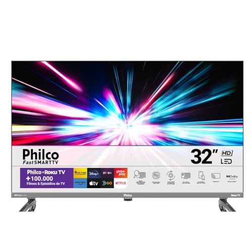 Smart TV 32” Philco PTV32K34RKGB Roku TV Led Dolby Audio