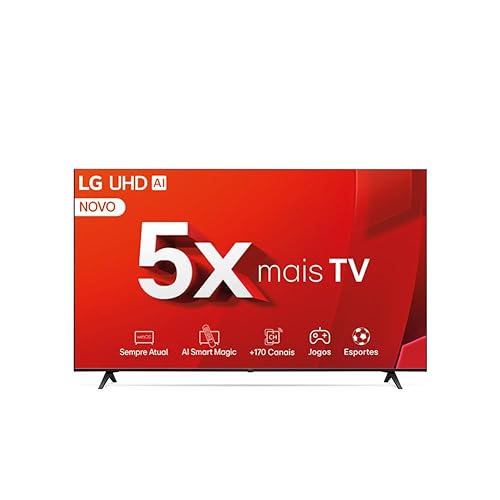 Smart TV 4K 75" LG UHD 75UT8050 Processador α5 Ger7 AI Alexa/Chromecast integrado Otimizador de Jogos webOS 24 Controle Smart Magic