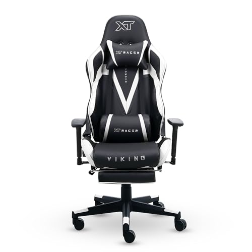 XT Racer, Cadeira Gamer XT Racer Viking Series com Apoio de Pernas Cor:Preto e Branco