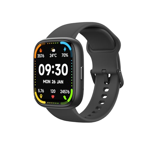 Bettdow SmartWatch, relogio smartwatch com Ecrã tátil e Alexa, à prova d'água IP68, relogio smartwatch feminino e masculino, com modo esportivo e recebimento de notificações (preto)