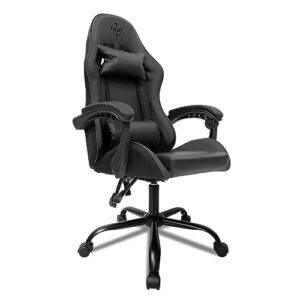 Cadeira Gamer TGT Heron, Espuma Moldada, Almofadas para Lombar e Pescoço, Suporta até 120kg, Ajuste de inclinação, Braço Fixo, Preta, TGT-HR-BL01