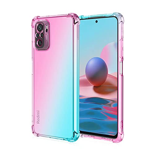 Capa para Xiaomi Redmi Note 5 Capinha - Capa colorida gradiente à prova de quedas com protetor de tela temperado gratuito -Rosa e Verde