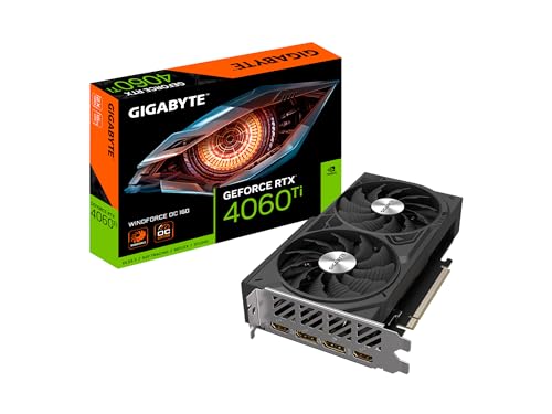 GIGABYTE Placa de vídeo GeForce RTX 4060 Ti WINDFORCE OC 16G, 2 ventoinhas WINDFORCE, 16GB 128-bit GDDR6, placa de vídeo GV-N406TWF2OC-16GD