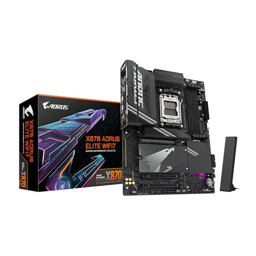 GIGABYTE Placa mãe X870 AORUS Elite WIFI7 AMD AM5 LGA 1718, ATX, DDR5, 4X M.2, PCIe 5.0, USB4, WIFI7, LAN 2,5GbE, EZ-Latch, Garantia de 5 anos