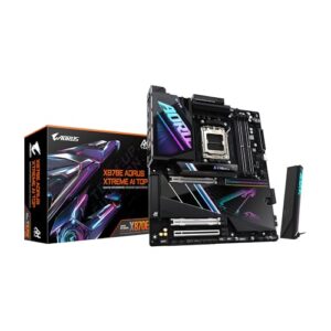 GIGABYTE Placa mãe X870E AORUS Xtreme AI TOP AMD AM5 LGA 1718, E-ATX, DDR5, 4X M.2, PCIe 5.0, USB4, WIFI7, LAN 10GbE, EZ-Latch, Garantia de 5 anos