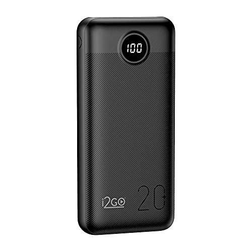 I2GO, Carregador Portátil (Power Bank) Ultra Rápido 20000mAh, Power Delivery 20W, 2 Saídas USB + 1 Saída/Entrada USB-C, Preto, i2GO PRO