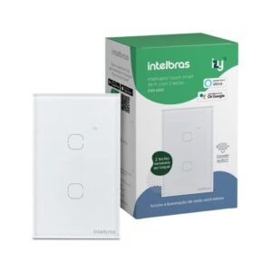 Interruptor Touch Inteligente Compatível Com Alexa Com 2 Teclas EWS 1002 Branco Intelbras