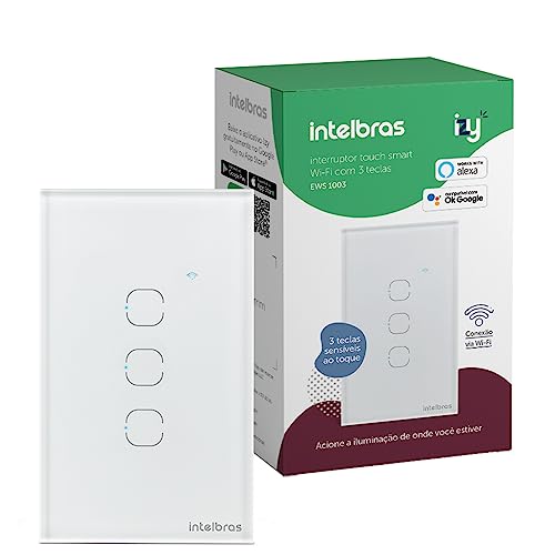 Interruptor Touch Inteligente Compatível Com Alexa Com 3 Teclas EWS 1003 Branco Intelbras