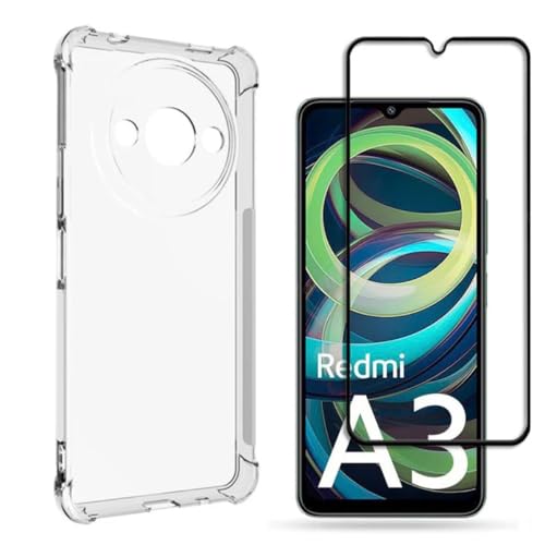 Kit Capa Capinha Anti Impactos e Película de Vidro 3D para Xiaomi Redmi A3 4G