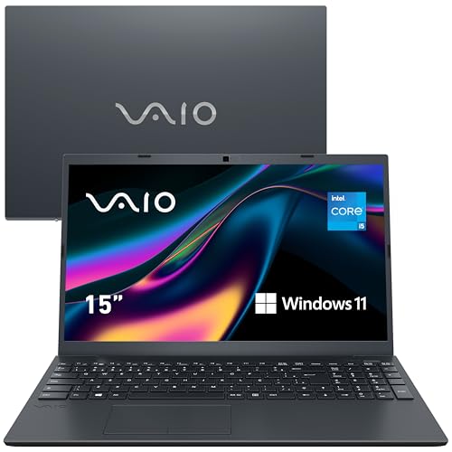 Notebook VAIO FE15 - Intel Core i5 12th, 16GB 512GB SSD, Tela 15,6'' Full HD Antirreflexo, Windows 11 Home - Cinza Grafite, VJFE54F11X-B2621H