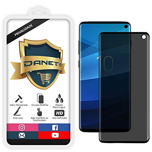 Película De Privacidade Vidro Temperado Para Samsung Galaxy S10 Normal Tela 6.1" Polegadas Proteção Anti Impacto E Curioso Top Spy Premium 3d - Danet