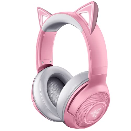 Razer Kraken BT Kitty Edition: Conexão Bluetooth 5.0-40ms de baixa latência - Drivers personalizados de 40 mm - Microfone Beamforming - Chroma alimentado - Quartzo rosa