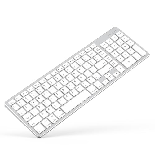 Teclado Bluetooth sem fio para Apple Mac OS – layout QWERTY dos EUA, teclas de tesoura, digitação precisa, bateria recarregável, tempo de funcionamento extralongo, compatível com iMac/MacBook Pro/Mac