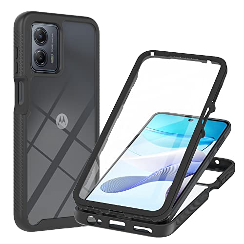 Eilkmcre Capa para Motorola Moto E14, Moto G24 / G04 / G04S com protetor de tela integrado, capa traseira transparente e fina, à prova de choque, resistente, resistente, capa protetora de corpo