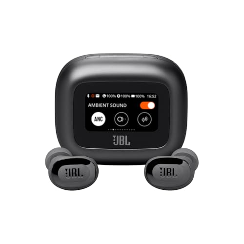 JBL, Fone de Ouvido Bluetooth, Live Buds 3, Intra Auricular, Sem Fio, Com Tela de 1.45", Cancelamento de Ruído, Resistente À Água e Poeira - Preto
