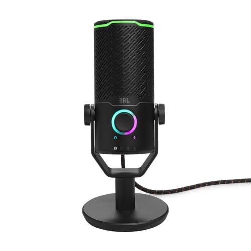 JBL, Microfone Com Fio, Quantum Stream Studio, Com Luzes RGB - Preto