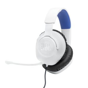 JBL Quantum 100P – Fone de ouvido para jogos Over-Ear com fio com microfone destacável, assinatura QuantumSOUND, conforto de espuma de memória, compatível com Windows Sonic Surround Sound (branco)