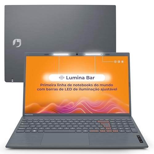 Notebook Positivo Vision C15 Lumina Bar Celeron, 8GB 128GB eMMC, Tela 15 polegadas HD Antirreflexo, Linux, Tecla Link, Cinza - 2 ANOS DE GARANTIA