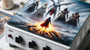 Fogão 5 bocas Dako Supreme Glass Branco com mesa de vidro