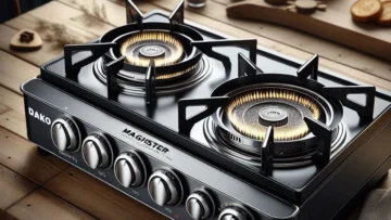 Fogão 5 Bocas Preto com Mesa de Inox Dako Magister Bivolt