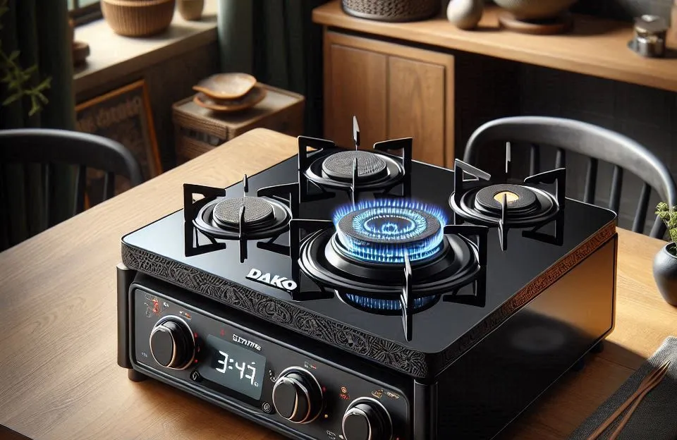 Fogão 4 Bocas Preto com Mesa de Vidro e Timer Digital Dako Supreme Black Glass Bivolt: Desempenho e Design de Alta Qualidade