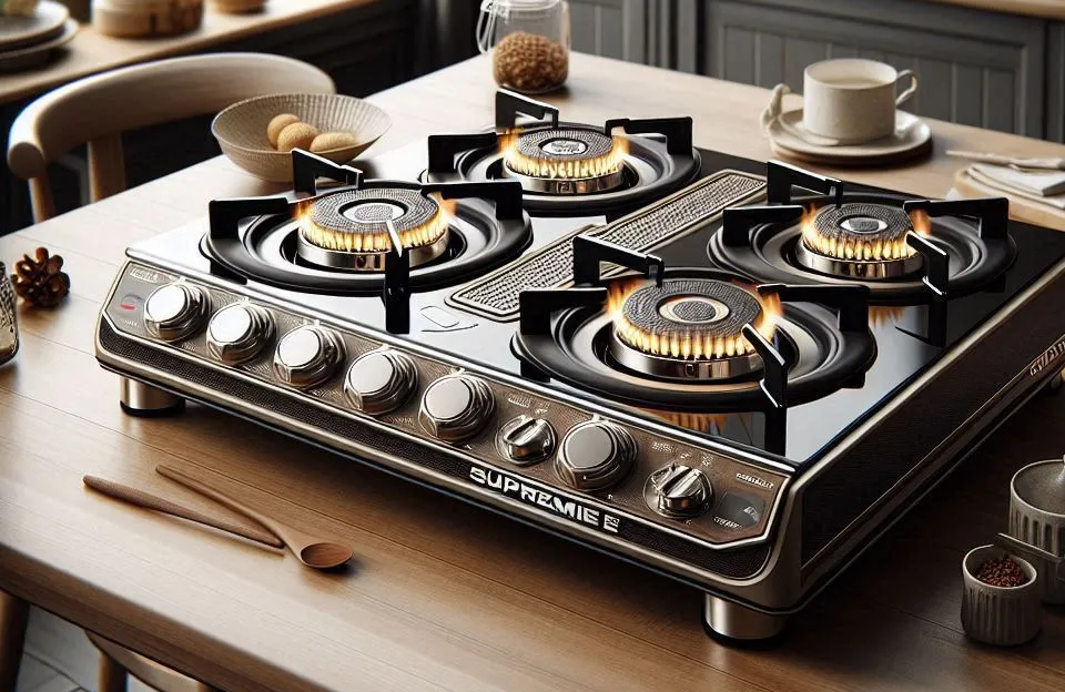 Fogão 4 bocas Dako Supreme Glass com mesa de vidro