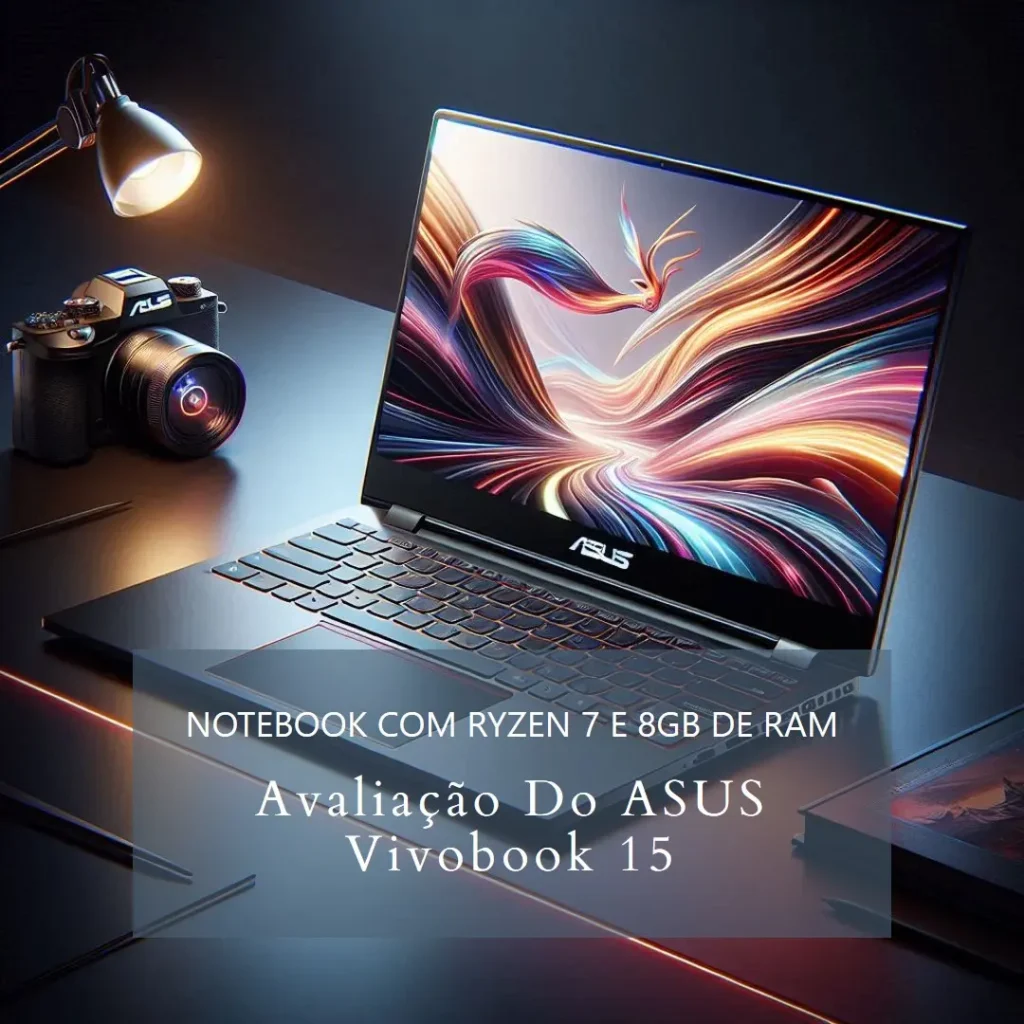 Notebook ASUS Vivobook 15 M1502YA com AMD Ryzen 7 7730U, 8GB RAM e 512GB SSD