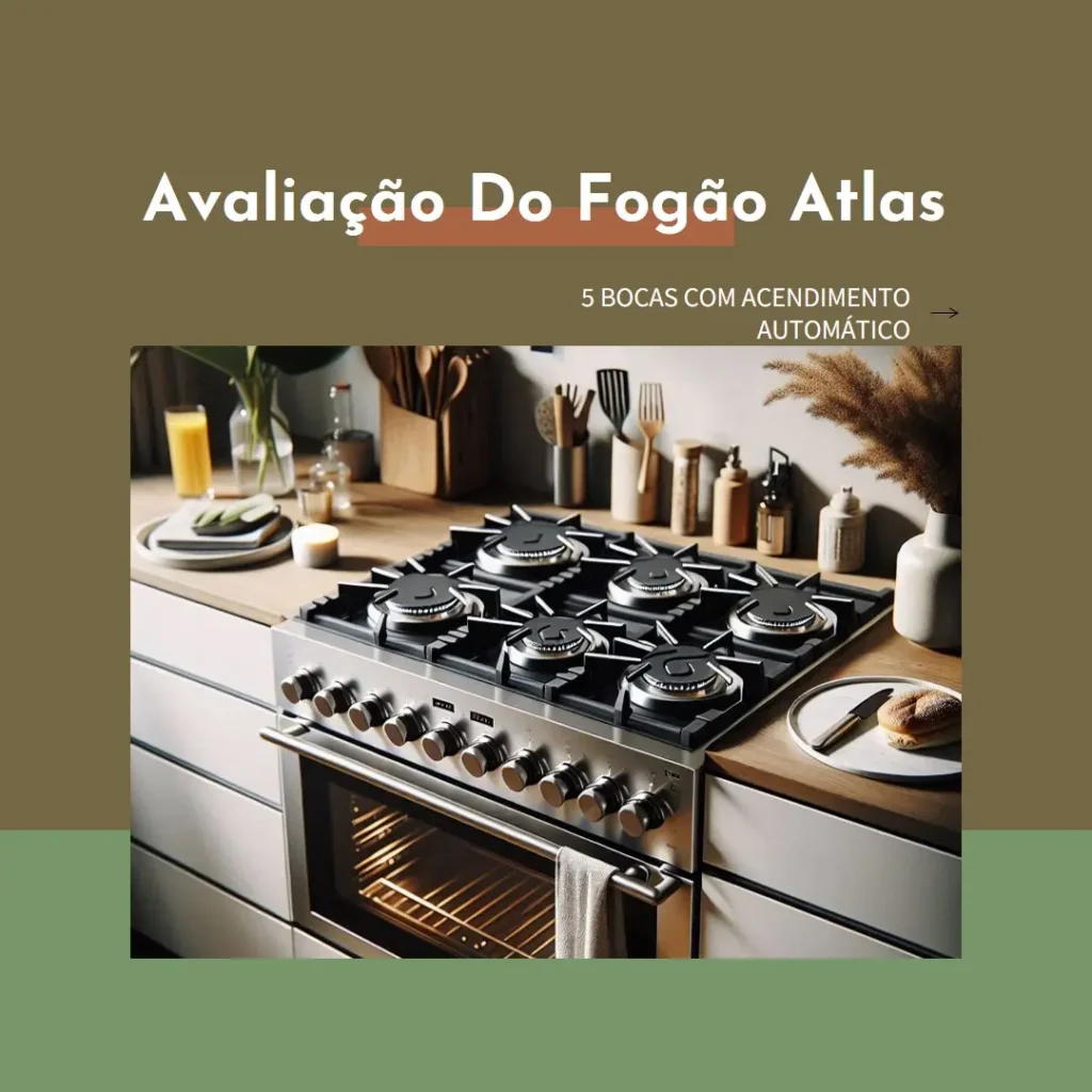 Fogão Atlas 5 Bocas Atenas Glass com Acendimento Automático