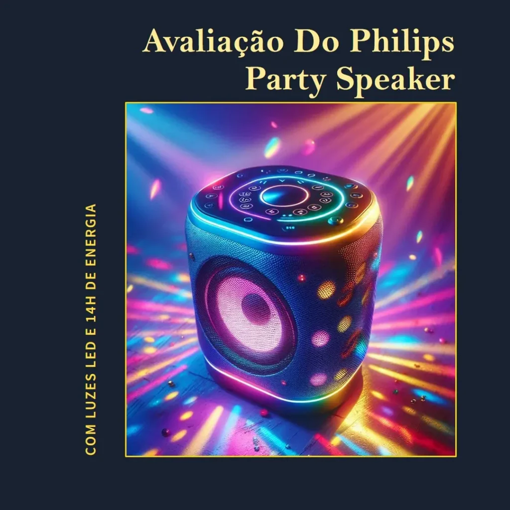 PHILIPS Party Speaker Bluetooth com Luzes LED, Entradas para Microfone e Guitarra e Energia para 14h
