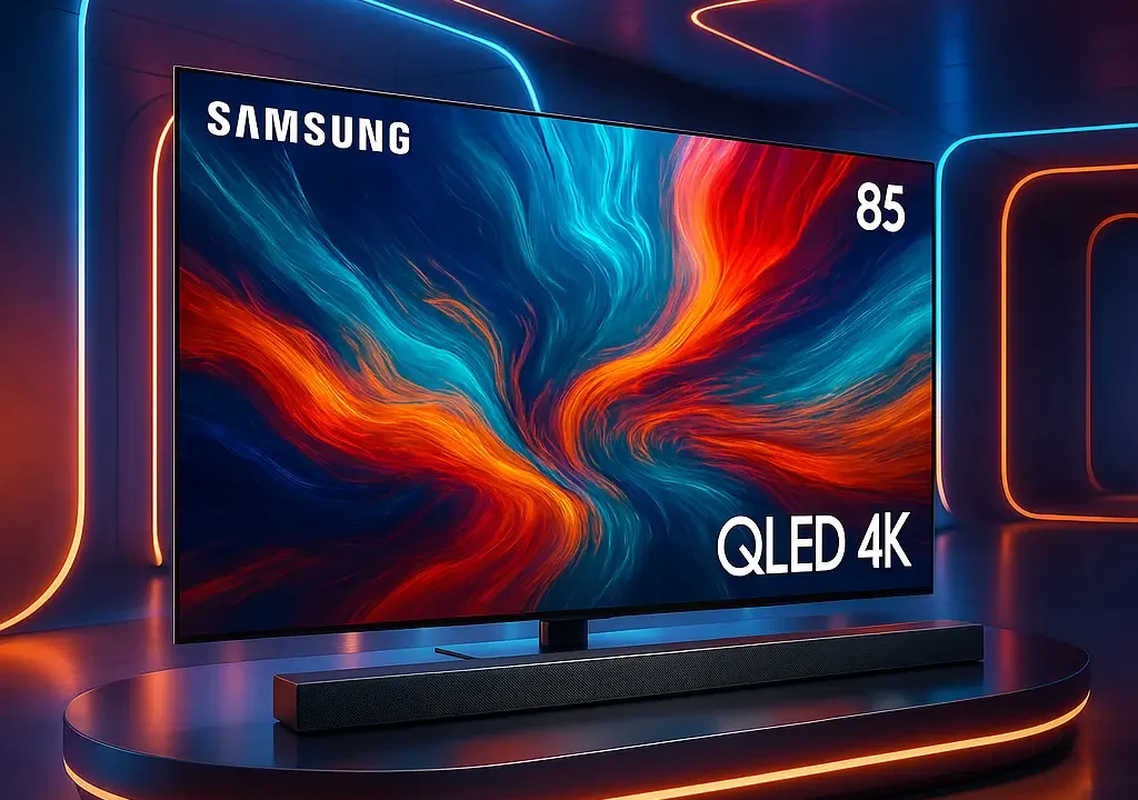Samsung Smart Big TV 85" QLED 4K com Soundbar: Imersão Total e Performance de Ponta