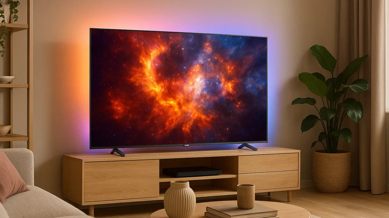 Smart TV 75" Mini LED 4K Philips THE XTRA: Imersão Máxima com Ambilight e 120Hz