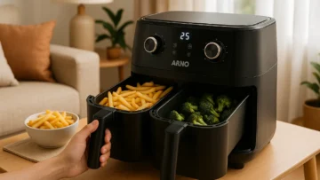 Fritadeira Sem Óleo Arno Dual 8,3L: Cestos Independentes e Função SYNC