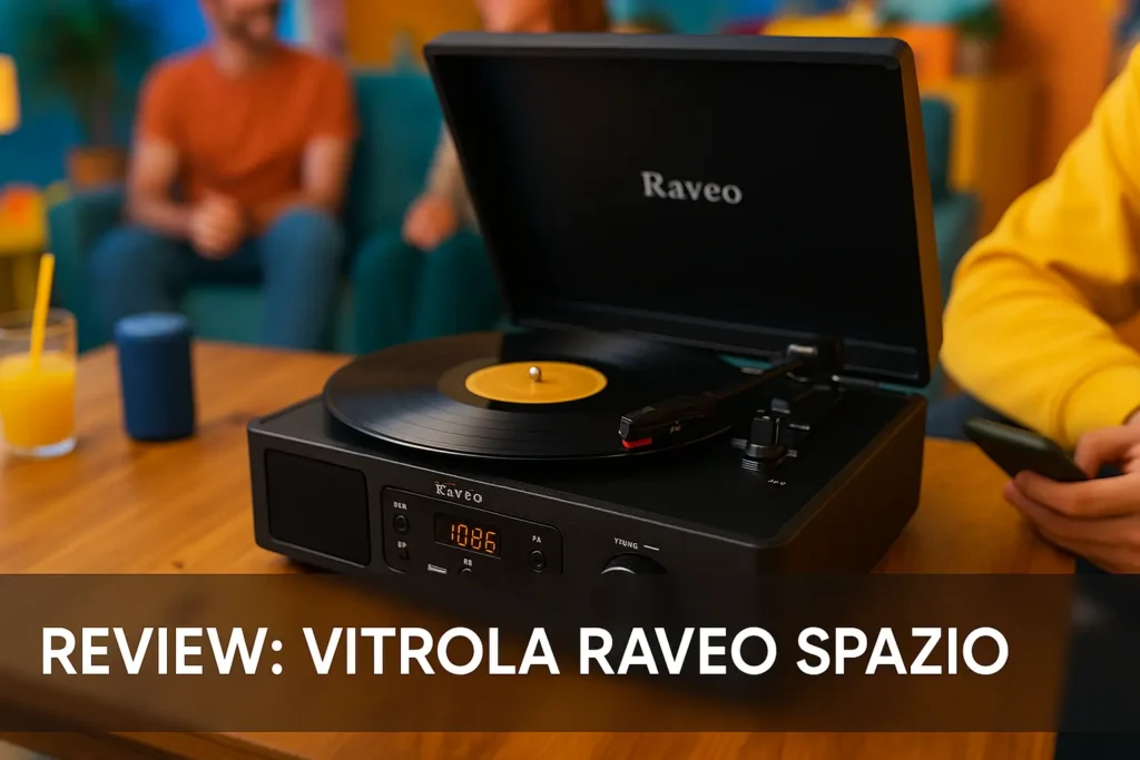 Vitrola Raveo Spazio: Toca Discos com Bluetooth, USB e Rádio FM