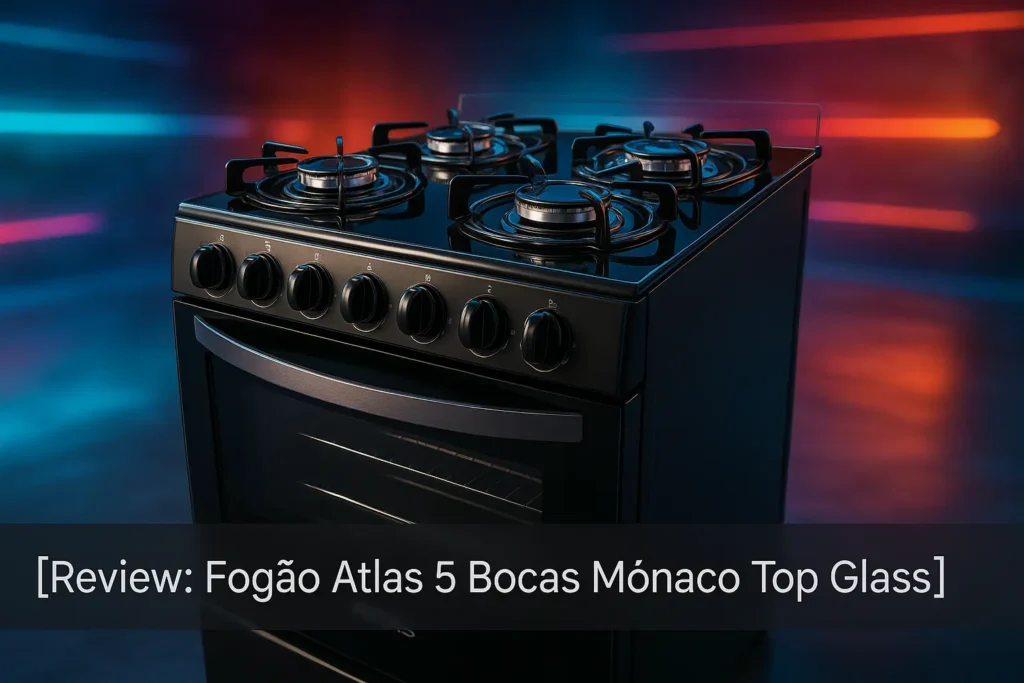 Fogão Atlas 5 Bocas Mônaco Top Glass com Acendimento Automático: potência, praticidade e visual moderno
