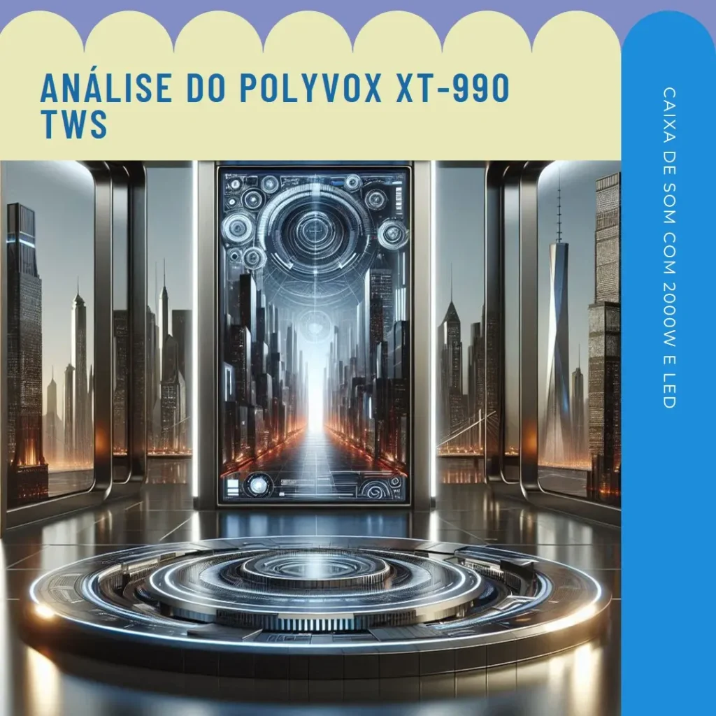 Caixa de Som Polyvox XT-990 TWS com 2000W e Full Led