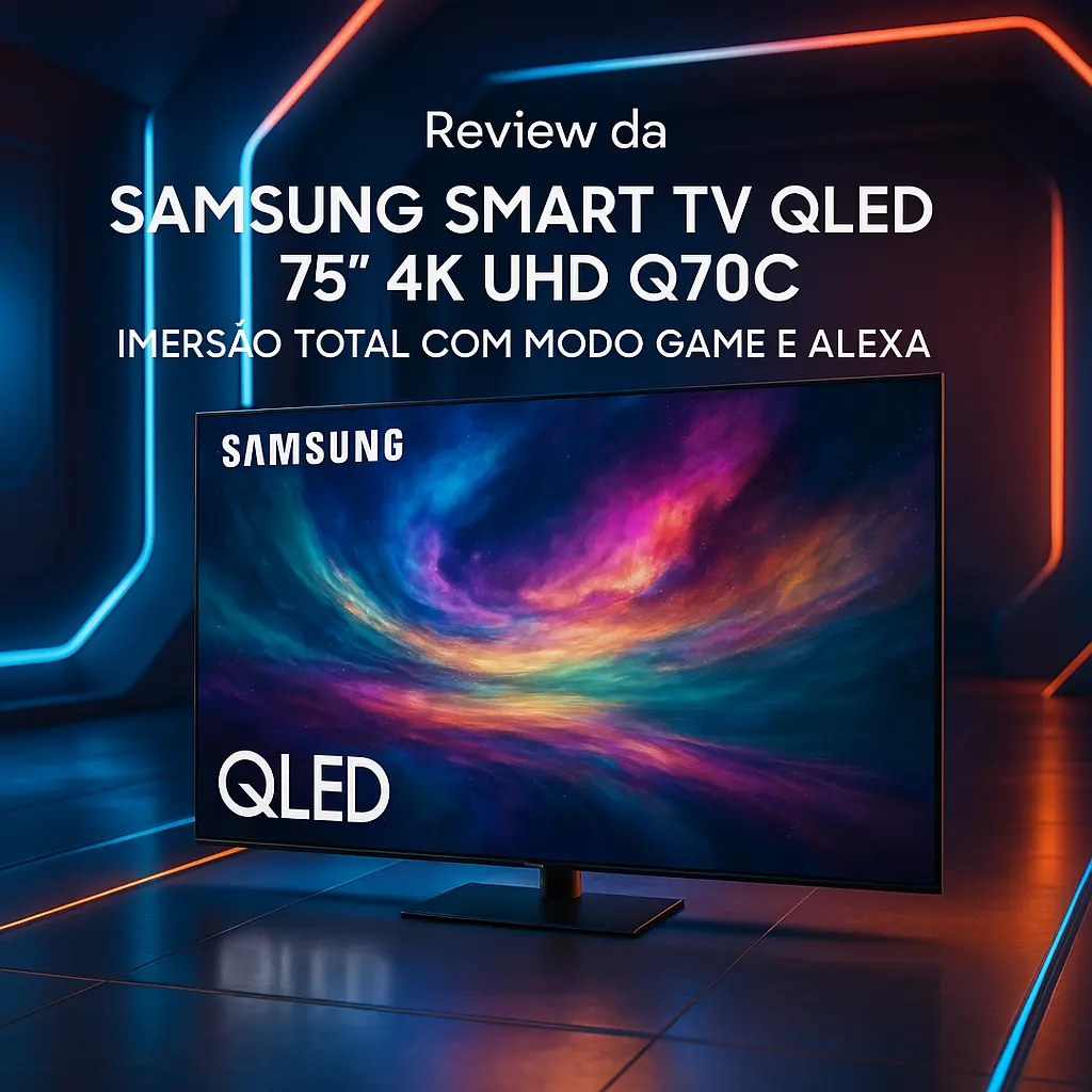Samsung Smart TV QLED 75" 4K UHD Q70C – Imersão Total com Modo Game e Alexa