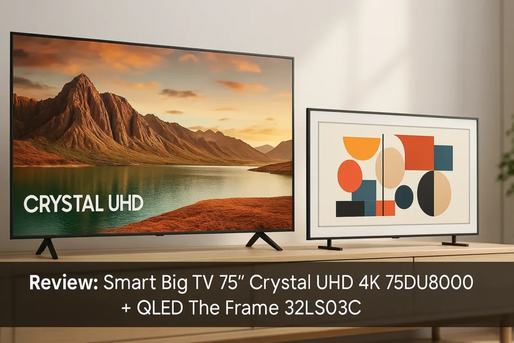 Smart Big TV 75" Crystal UHD 4K 75DU8000 + QLED The Frame 32LS03C: Imersão e Estilo no Combo Ideal