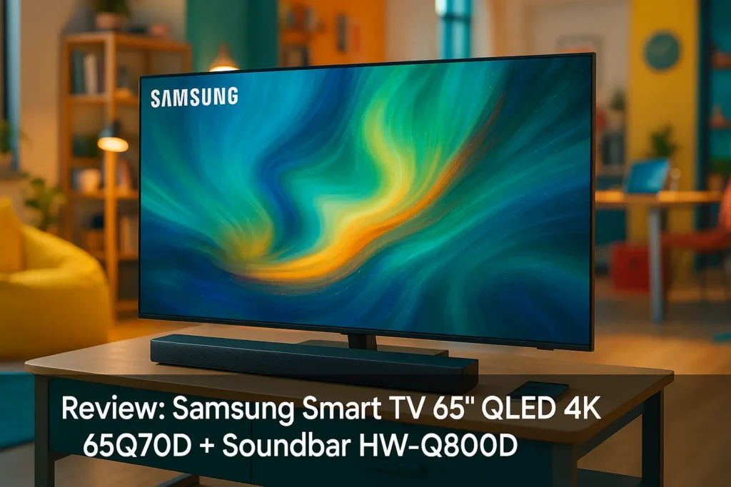 Samsung Smart TV 65" QLED 4K 65Q70D + Soundbar HW-Q800D: imagem cinematográfica e som imersivo