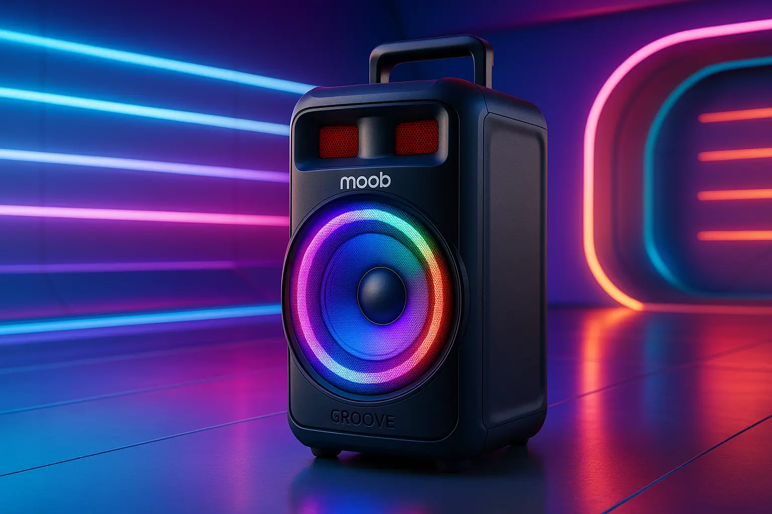 Caixa de Som Moob Groove 1200w: Potência, Mobilidade e Conectividade
