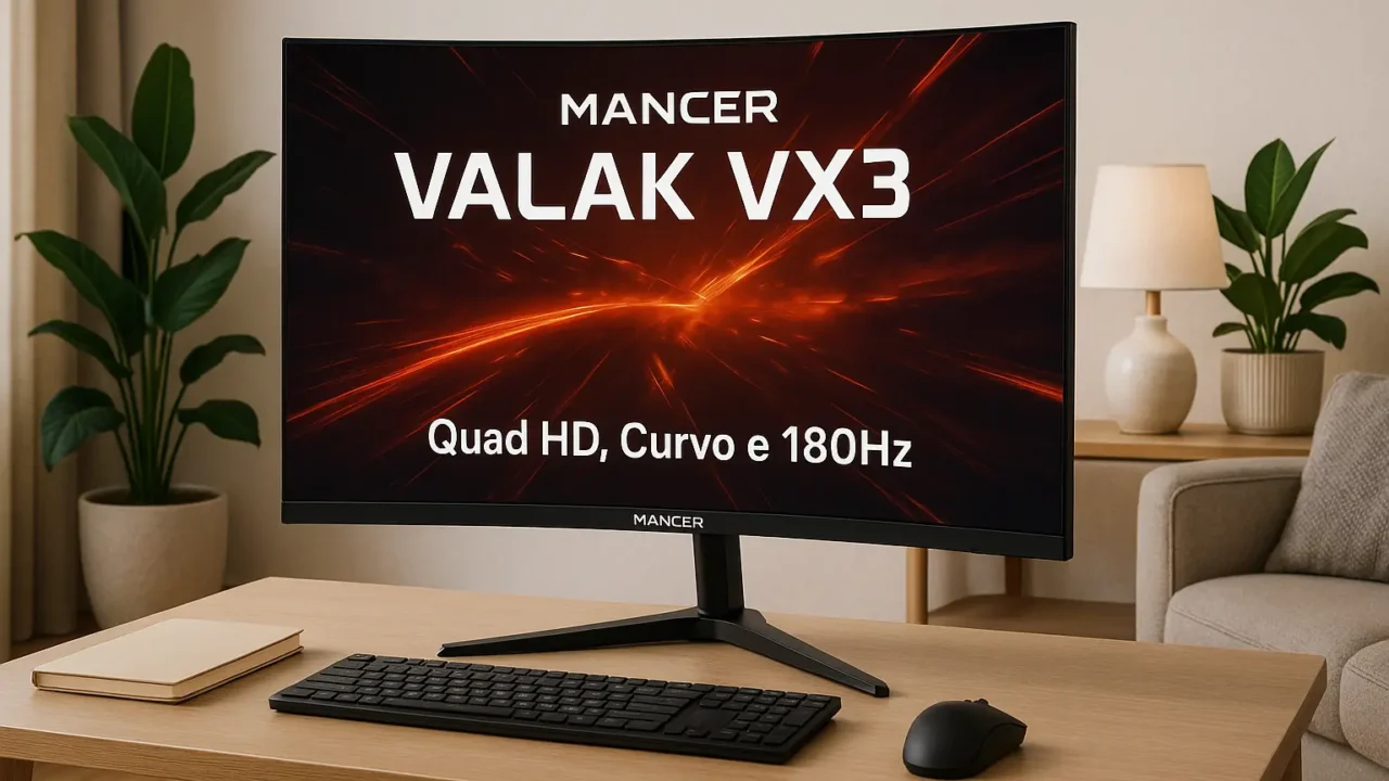 Monitor Gamer Mancer Valak VX3: Quad HD, Curvo e 180Hz