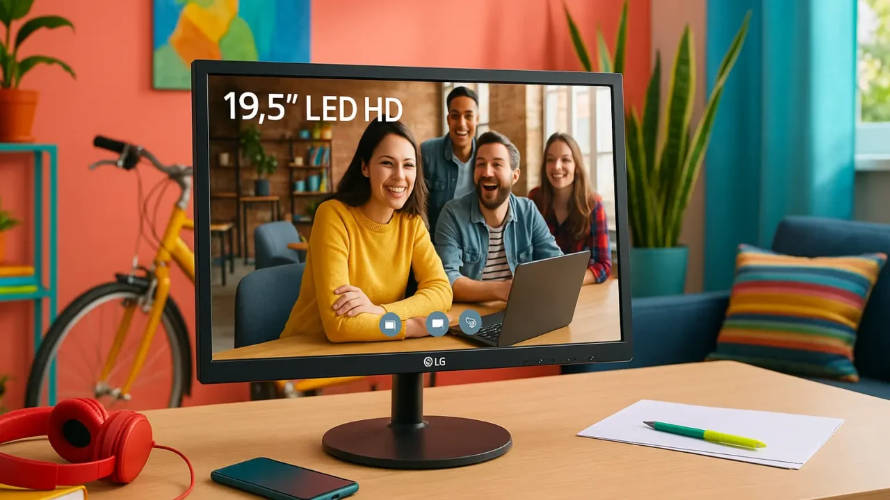 Monitor LG 19.5'' LED HD: Imagem Clara e Recursos Úteis