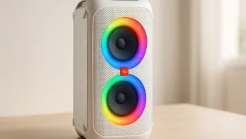 JBL Partybox Stage 320 Branca: Potência e Luzes em Um Só Lugar