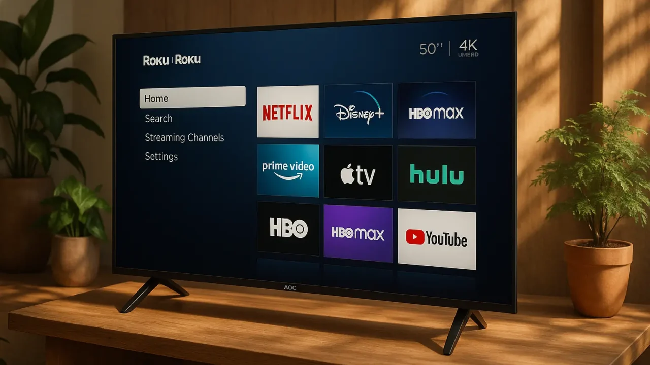Smart TV 50 AOC Roku 4K: Interface Fluida e Imagem Impressionante