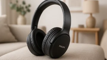 Headphone Bluetooth Philips TAH6509BK com ANC e 70h de Bateria