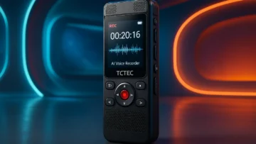 Gravador de Voz Inteligente TCTEC 128 GB com IA: Alta Precisão e Produtividade