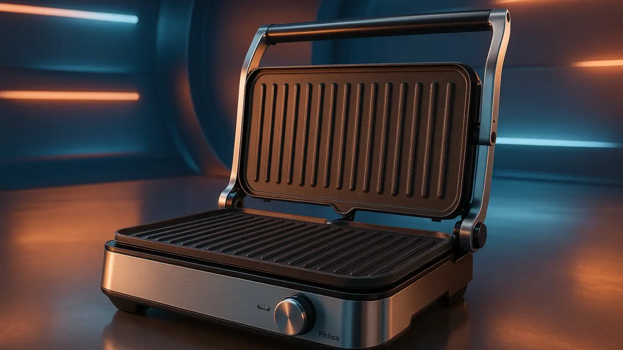 Grill Philco 2 em 1 com Abertura 180° e Chapa Antiaderente