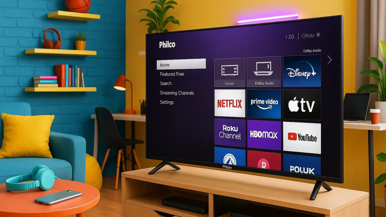 Smart TV Philco 43” LED com Dolby Audio e Roku OS